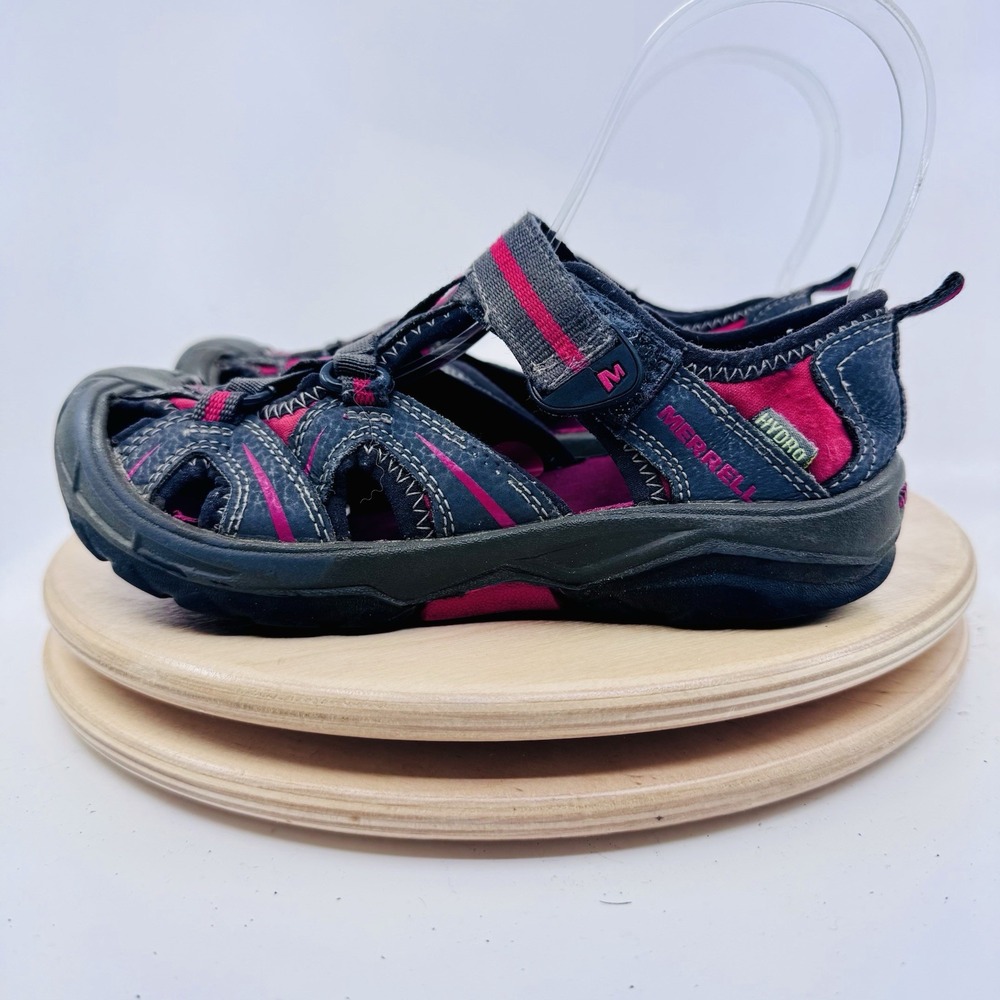 Merrell Hydro Sport Hiker Sandals Kids 13 Black Red Water Shoes Leather